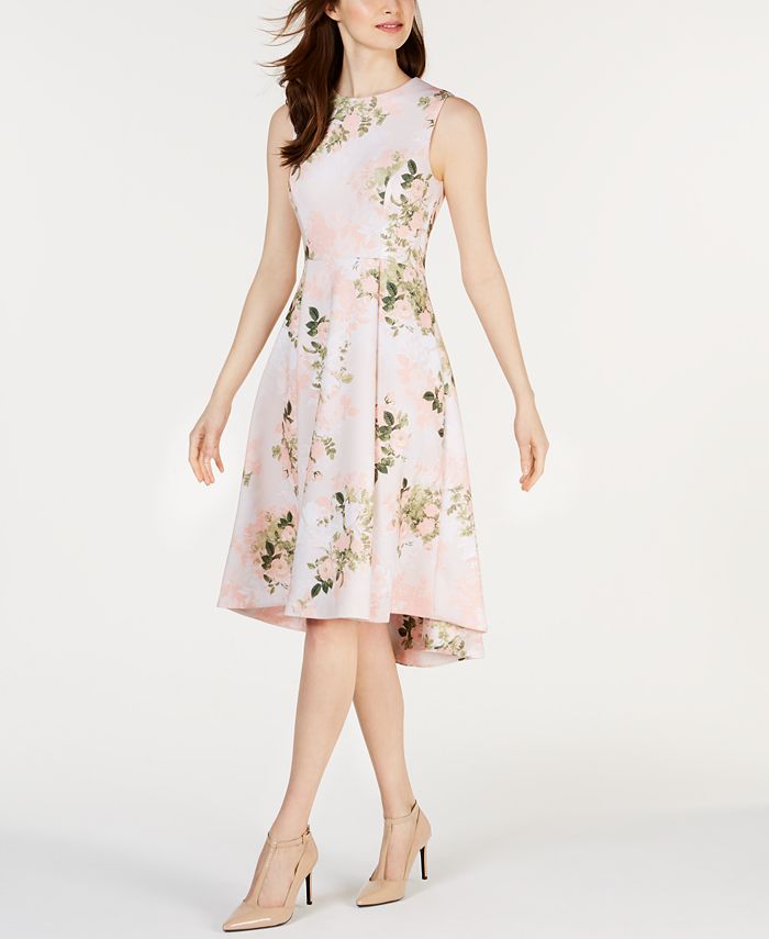 Calvin Klein Floral-Print Fit & Flare Dress & Reviews - Dresses - Women -  Macy's