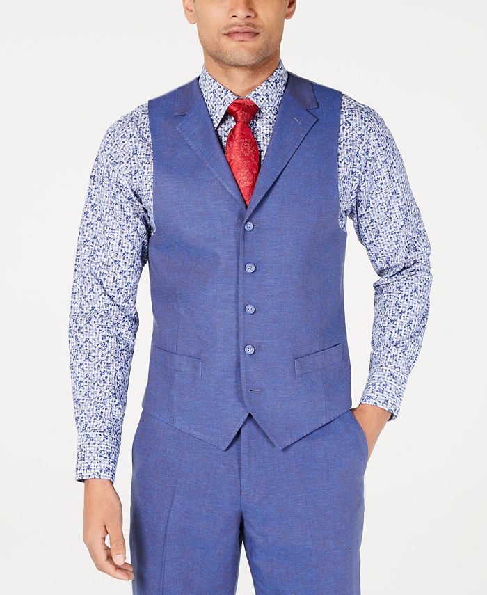 Sean John Men's Classic-Fit Blue Textured Suit Vest - Macy's