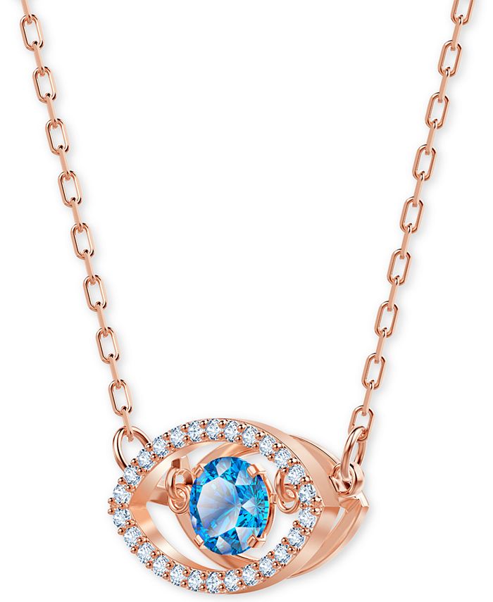 Swarovski Rose GoldTone Crystal Evil Eye Pendant Necklace, 144/5" + 4