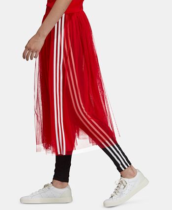 adidas Sleek pleated tulle skirt in red