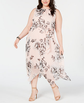 Jessica Howard Plus Size Handkerchief-Hem Midi Dress - Macy's