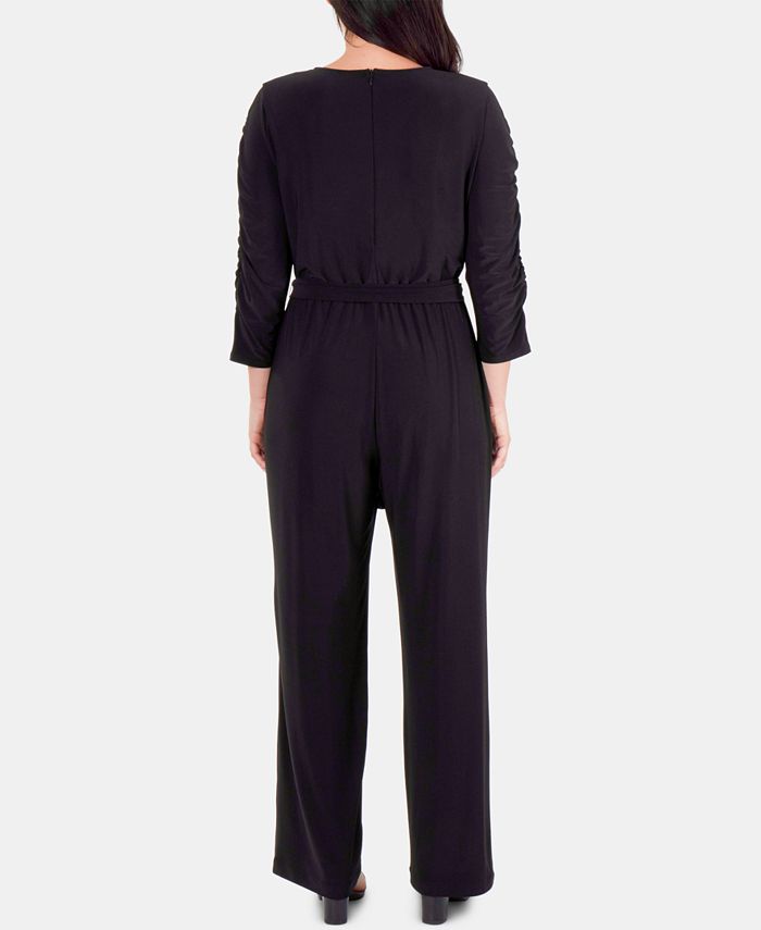 NY Collection ElbowSleeve VNeck Jumpsuit Macy's