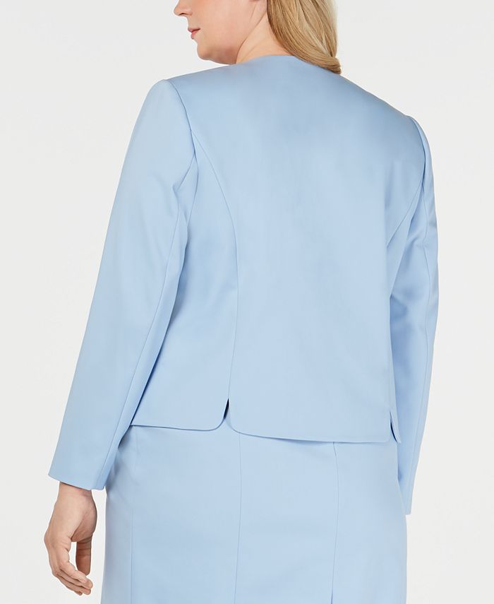 Calvin Klein Plus Size Collarless Zip-Front Blazer - Macy's