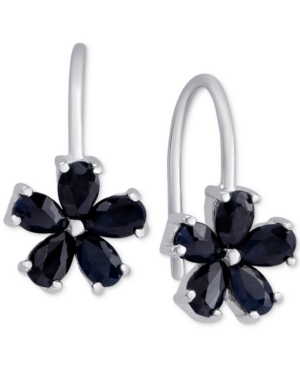 image of Sapphire Flower Drop Earrings (1/2 ct. t.w.) in Sterling Silver