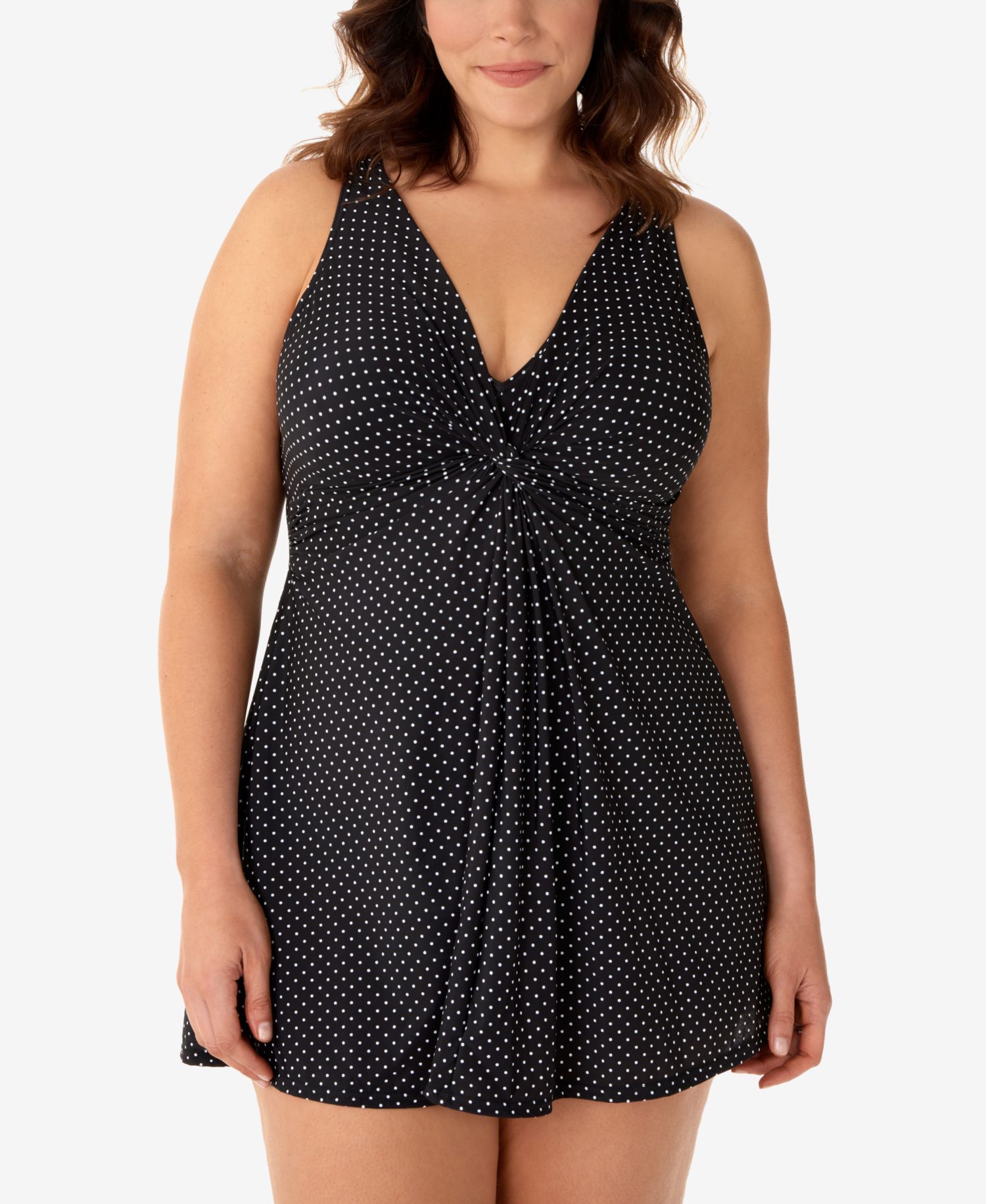 Plus Size Allover Slimming Pin-Point Marais Swimdress