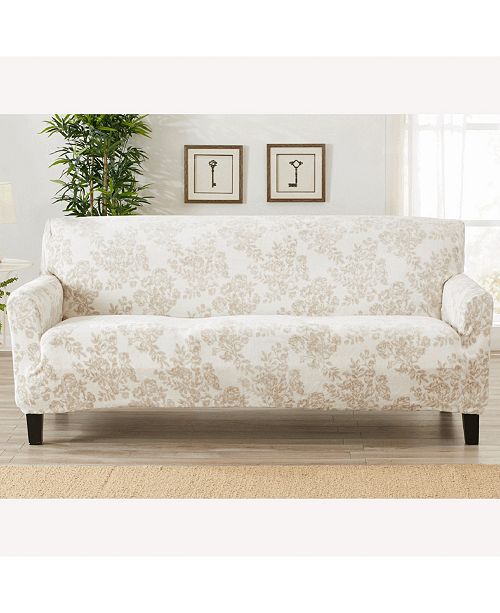 Velvet Plush Printed Form Fit Stretch Sofa Slipcover