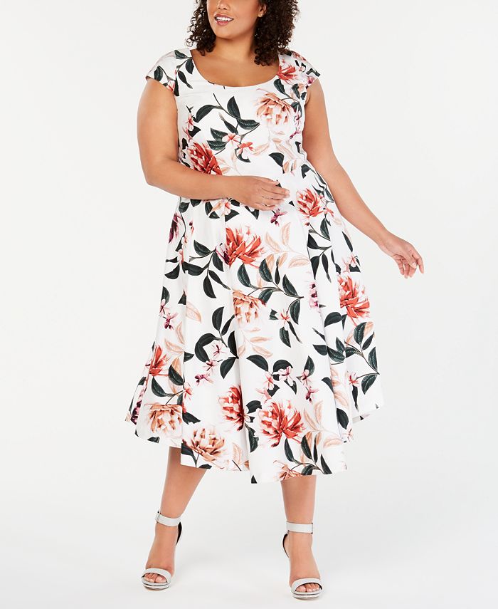 Calvin klein floral fit and flare dress top