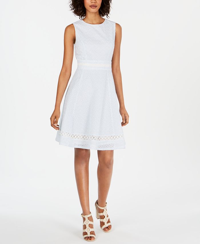 Calvin Klein Seersucker Eyelet A-Line Dress & Reviews - Dresses - Women -  Macy's