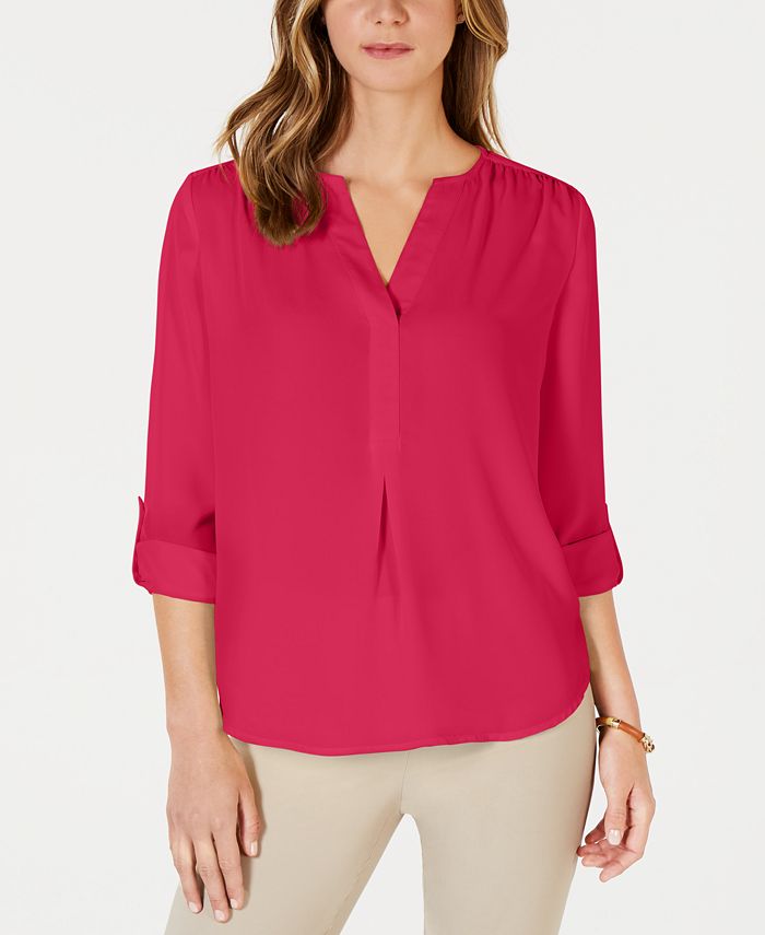 Charter Club Split-Neck Blouse, Created for Macy's - Macy's