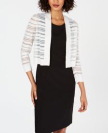 Sheer-Stripe Cropped Cardigan