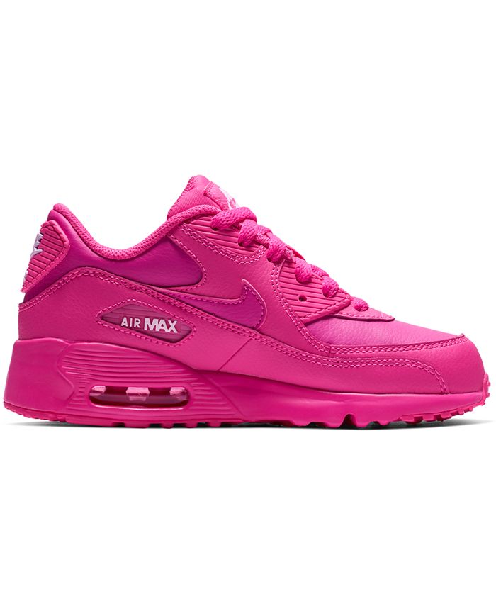 Nike Little Girls' Air Max 90 Leather Running Sneakers from Finish Line ...