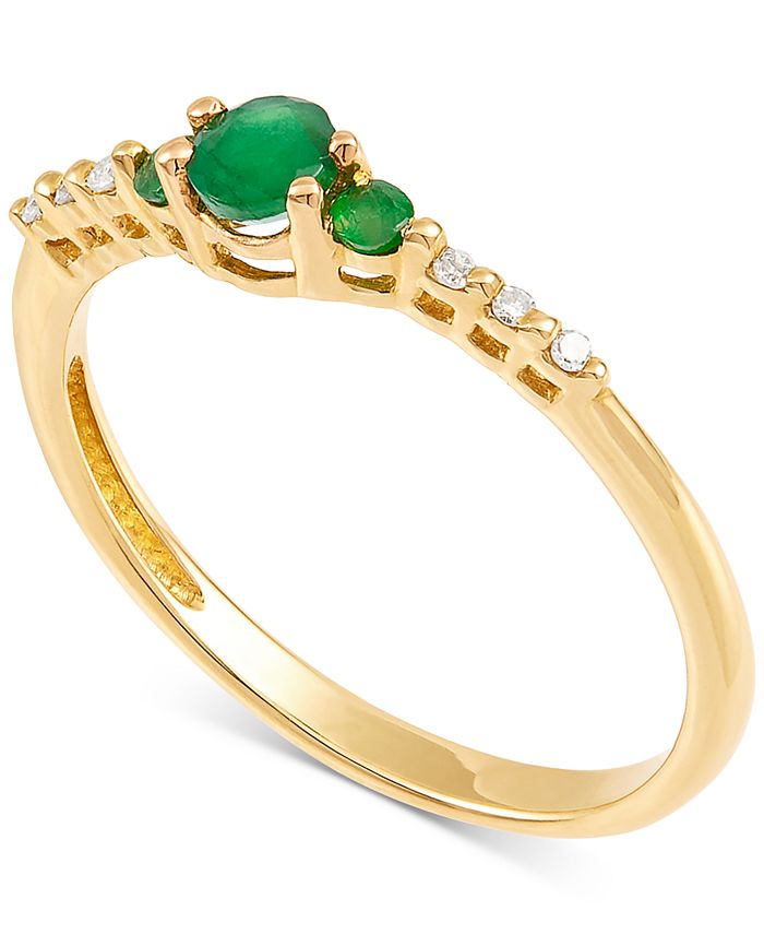 Macy's Emerald (1/3 ct.t.w.) & Diamond Accent Ring in 14k Gold ...