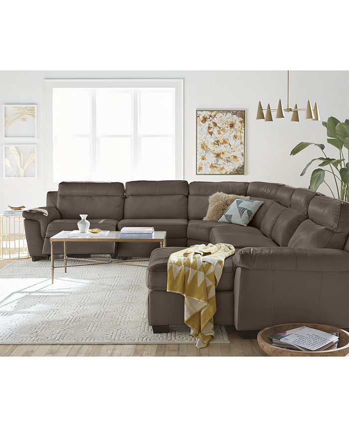 Furniture Julius II Leather Power Reclining Sectional Sofa Collection with Power Headrests and