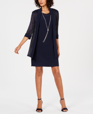R & M Richards Necklace Dress & Metallic-Trim Jacket