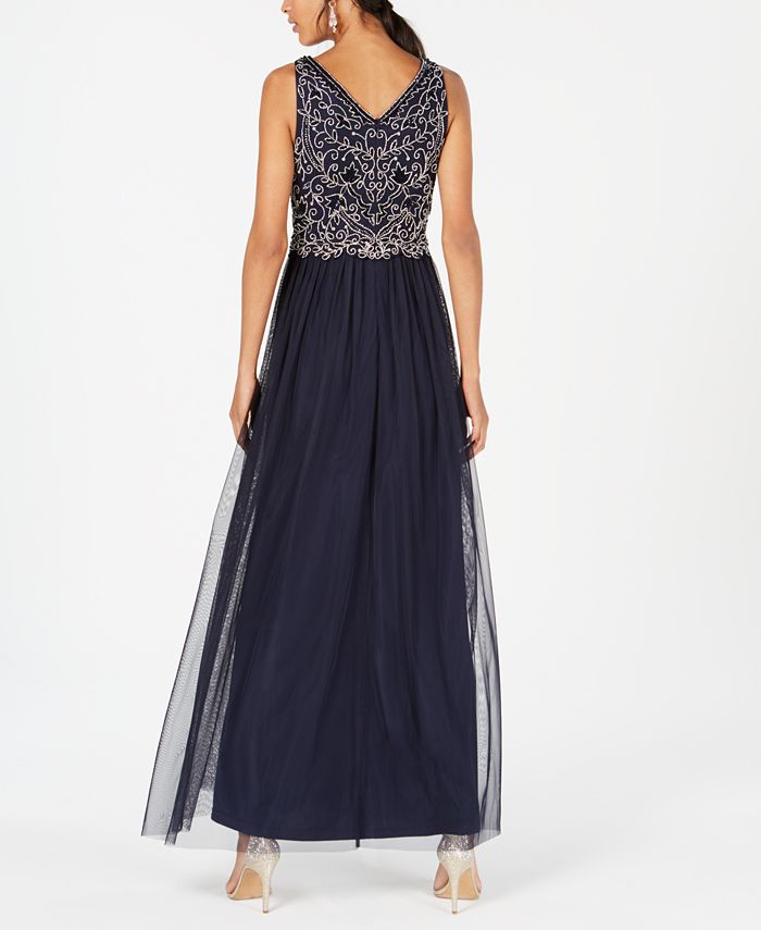 Adrianna Papell Petite Beaded-Bodice Gown - Macy's