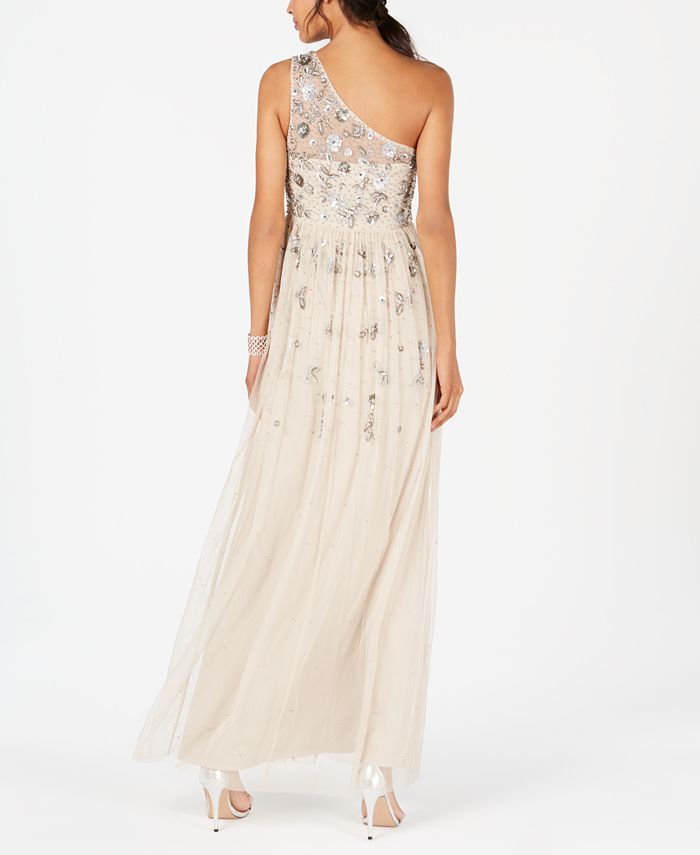 Adrianna Papell Petite One-Shoulder Embellished Gown - Macy's