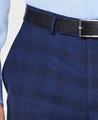 Kenneth Cole Reaction Men's Ready Flex Slim-Fit Stretch Dark Blue Plaid Suit