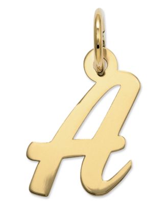 14k Gold Charm, Small Script Initial Charm - Macy's