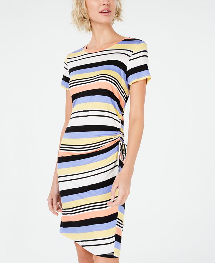 Bar III Striped Drawstring-Side Dress, Created for Macy's - Macy's