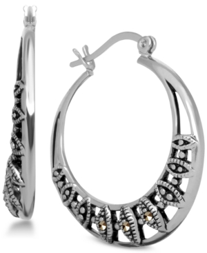 image of Marcasite Decorative Medium Hoop Earrings