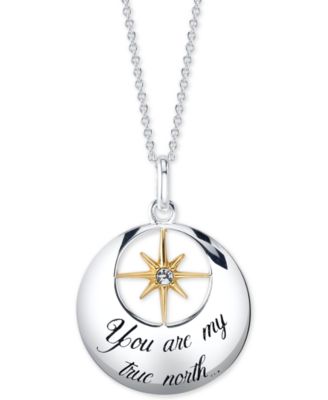 Unwritten - Cubic Zirconia Star Necklace in Sterling Silver & Gold-Flash, 18"