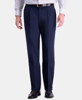 Men's Premium Comfort Stretch Classic-Fit Solid Pleated Dress Pants