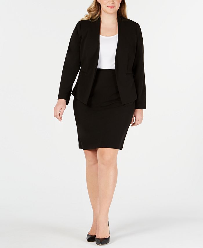Calvin Klein Plus Size Asymmetrical Jacket & Pencil Skirt & Reviews - Wear  to Work - Women - Macy's