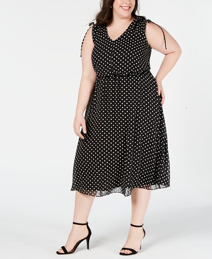 Jessica Howard Plus Size Polka Dot Fit & Flare Party Midi Dress