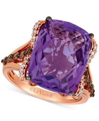 Le Vian - Grape Amethyst (9-3/4 ct. t.w.) & Diamond (5/8 ct. t.w.) Ring in 14k Rose Gold
