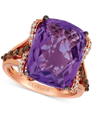 image of Le Vian Grape Amethyst (9-3/4 ct. t.w.) & Diamond (5/8 ct. t.w.) Ring in 14k Rose Gold