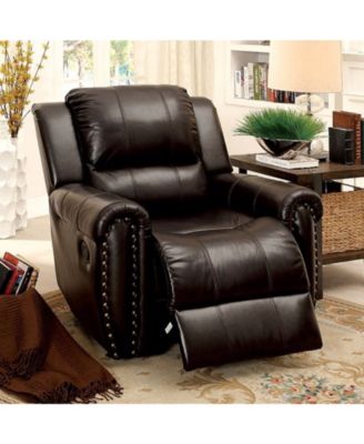 Benzara Top Grain Leather Glider Recliner Chair - Macy's