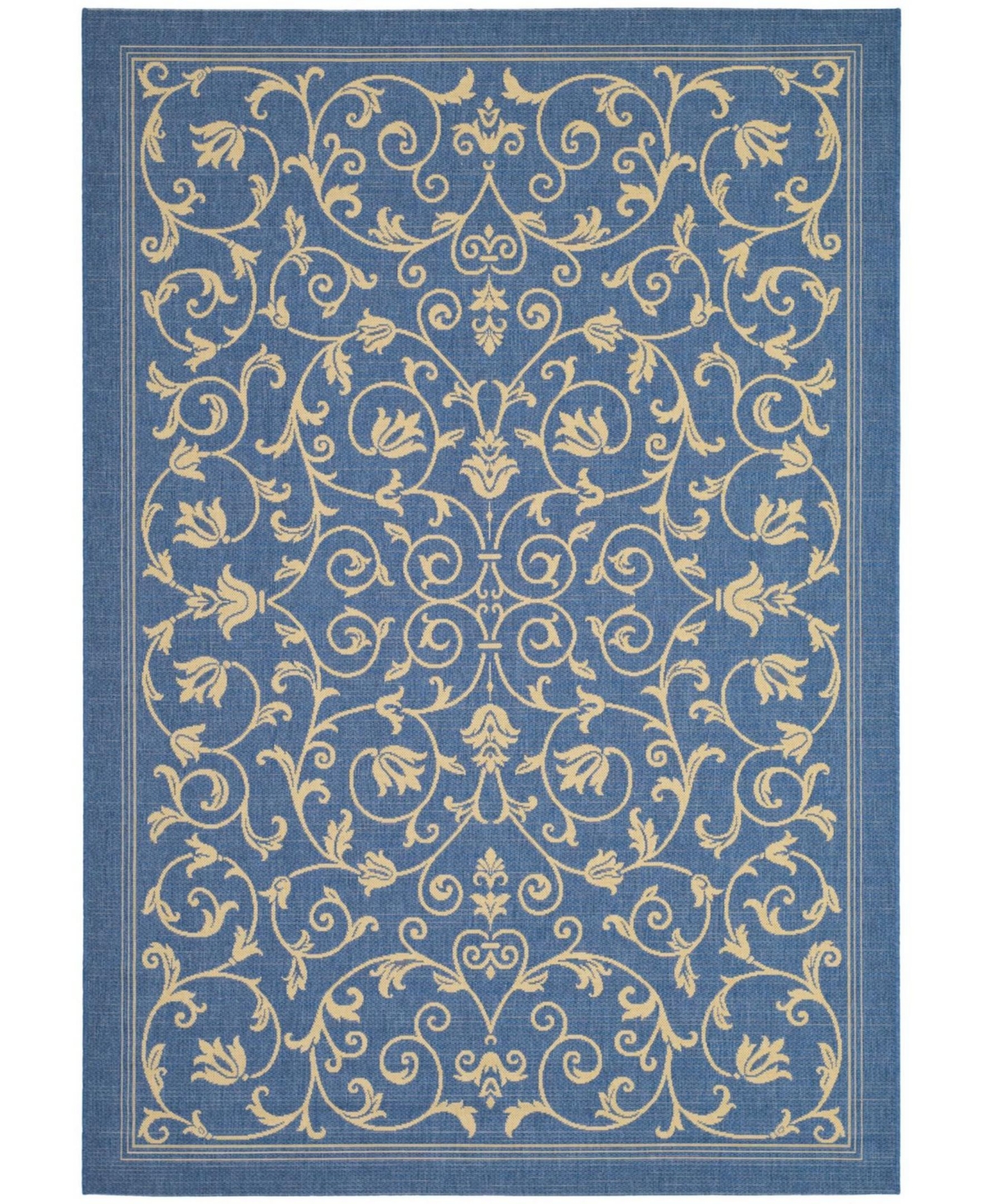 Safavieh Courtyard CY2098 Blue and Natural 5'3" x 7'7" Outdoor Area Rug