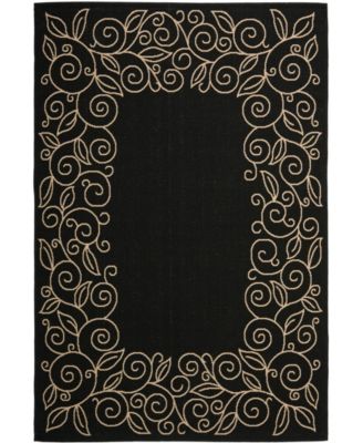 Courtyard CY5139 Black and Beige 8' x 11' Outdoor Area Rug