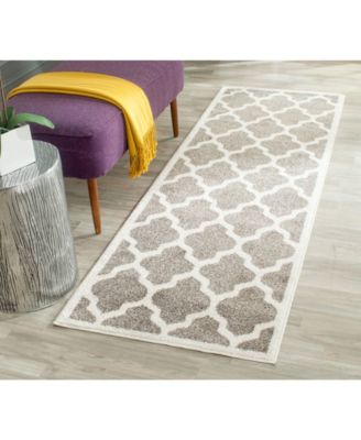 Amherst Dark Grey and Beige 2'3" x 15' Runner Area Rug