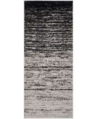 Adirondack Silver and Black 2'6" x 14' Runner Area Rug