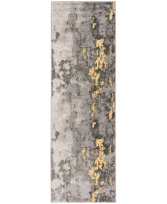 Adirondack Grey and Yellow 2'6" x 10' Runner Area Rug