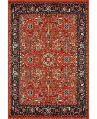 Vintage Hamadan VTH220 Orange and Navy 5'3" x 7'6" Area Rug