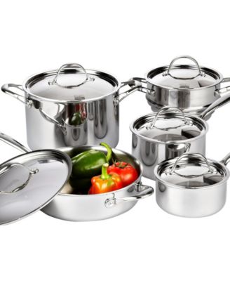 Cooks Standard 10-Piece Multi-Ply Clad Cookware Set, Stainless Steel ...