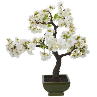 Nearly Natural Cherry Blossom Artificial Arrangement in Glass Vase - Macy's