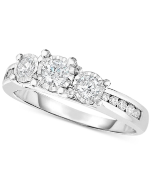 image of TruMiracle Diamond Trinity Engagement Ring (1/2 ct. t.w.) in 14k White Gold