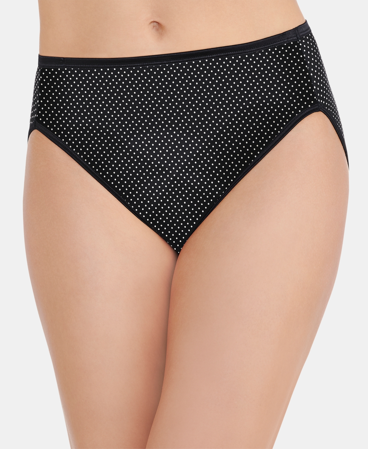 Vanity Fair Illumination Hi-cut Brief Underwear 13108, Also Available In Extended Sizes In Black,white Polkadot