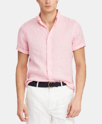 ralph lauren men's pink linen shirt