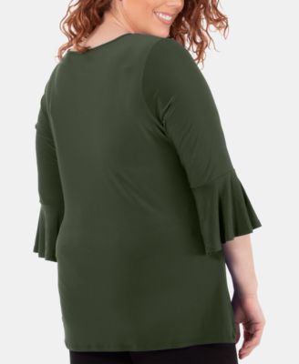 Plus Size Bell-Sleeve Side-Tie Top