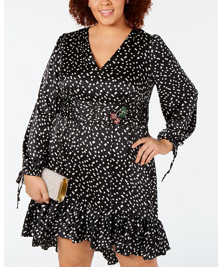 Betsey Johnson Plus Size Polka Dot Cherry Ruffle Dress Macy's