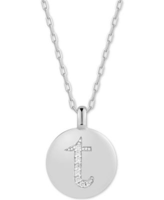 Photo 1 of CHARMBAR? Swarovski Zirconia Initial Reversible Charm Pendant Necklace in Sterling Silver, Adjustable 16"-20"