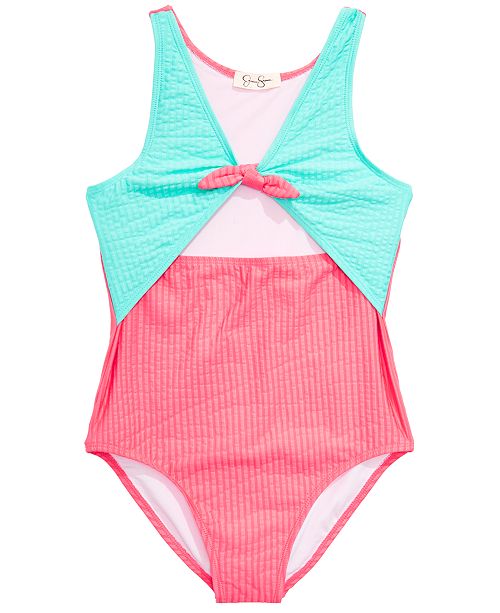 Jessica Simpson Big Girls 1 Pc Seersucker Swimsuit Reviews