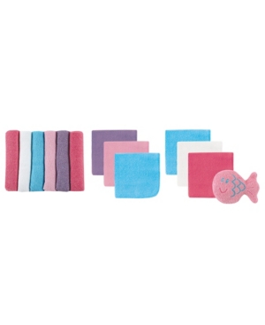 Luvable Friends Washcloths with Toy 13-Piece Set Pink and Purple One Size