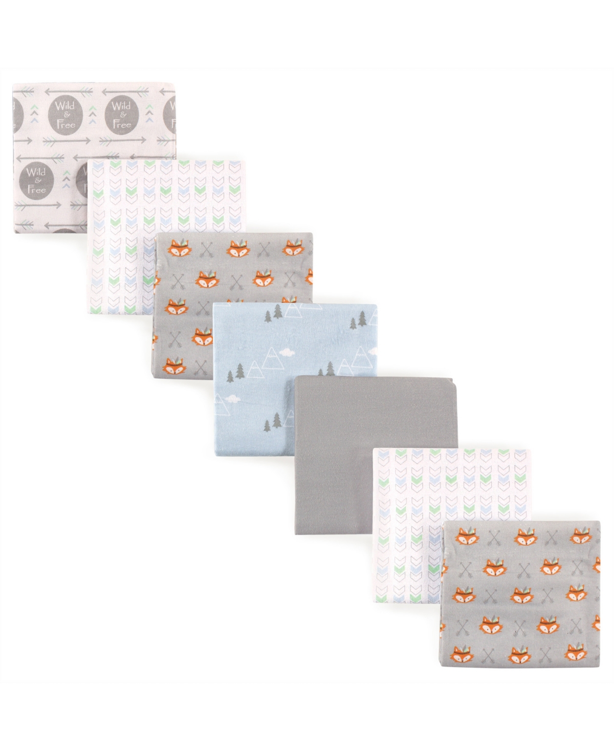 Luvable Friends Baby Boy Cotton Flannel Receiving Blankets, Boy Clouds, One Size - Wild and Free