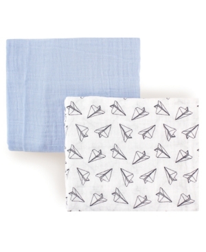 Hudson Baby Muslin Swaddle Blanket, 2-pack, One Size In Paper Airplane