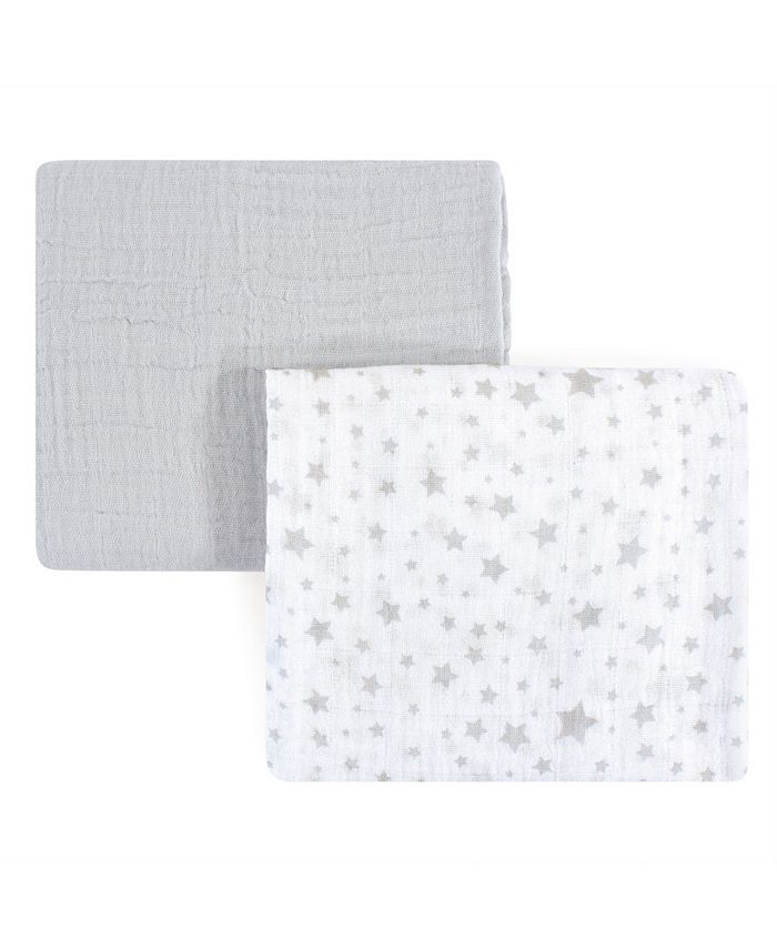 Hudson Baby Muslin Swaddle Blanket, 2-Pack, One Size - Macy's